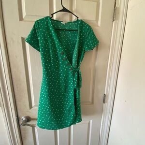 Green Polka Dot Wrap Dress